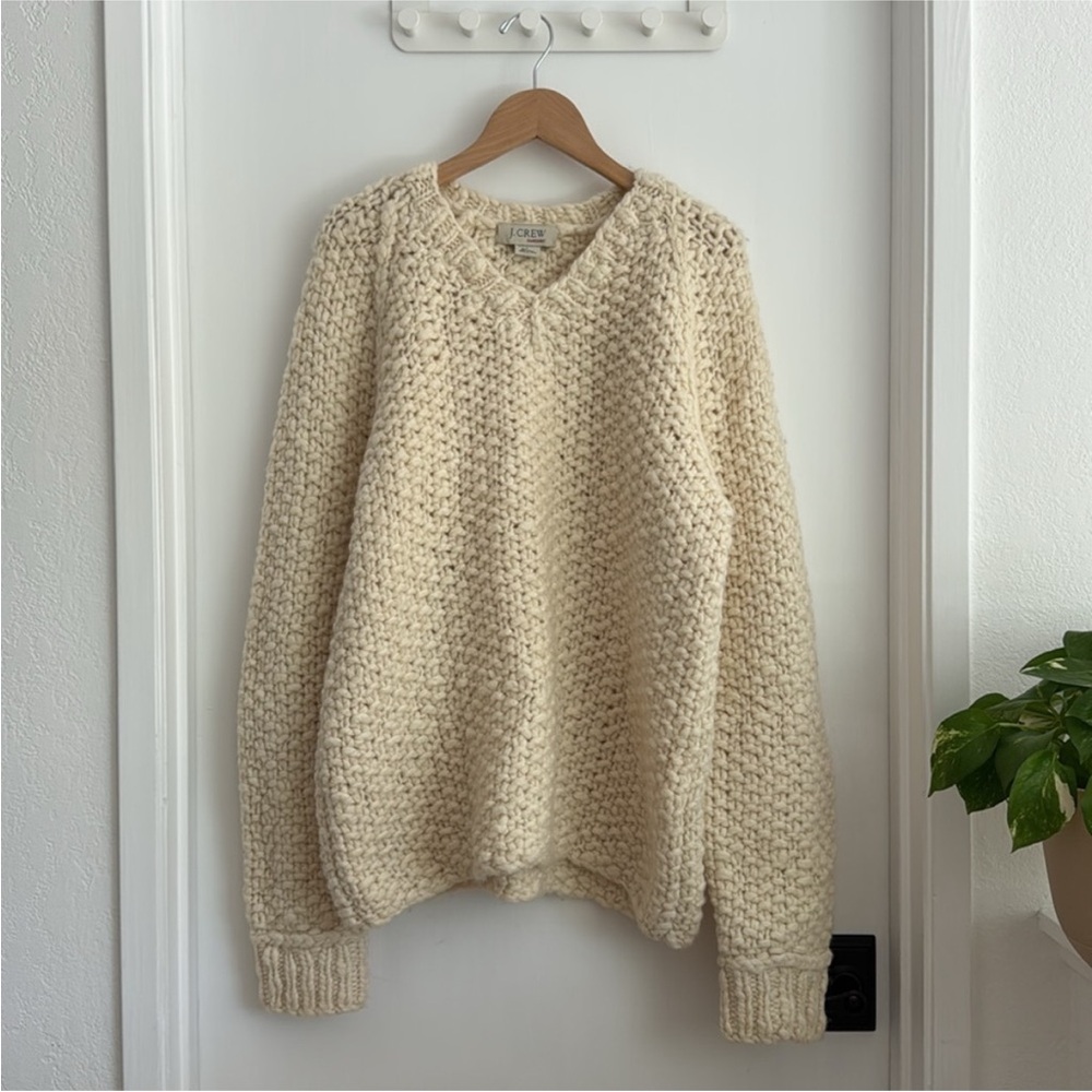 NWT J. Crew 100% Wool Handknit Fisherman Sweater - Picture 2 of 13